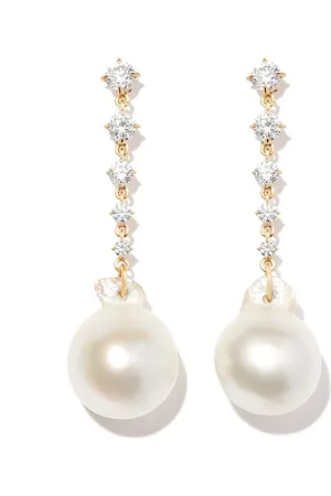 Lizzie Mandler Orecchino Éclat in giallo 18kt con perle e diamanti