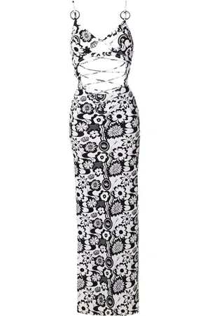 AMIR SLAMA Abito a fiori con dettagli cut-out