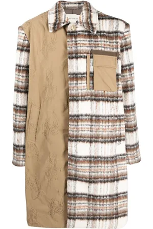 Feng Chen Wang Giacca-camicia tartan con design patchwork