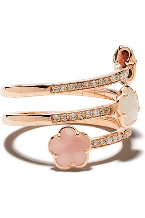 Pasquale Bruni "Anello Figlia dei Fiori in oro 18kt con diamanti, pietra di luna, granato e calcedonio"