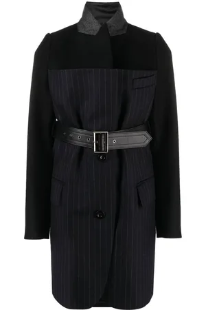 SACAI Blazer gessato con cintura