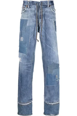 GREG LAUREN Jeans dritti con dettaglio patchwork