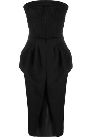 Maison Margiela Abito midi senza spalline - Nero