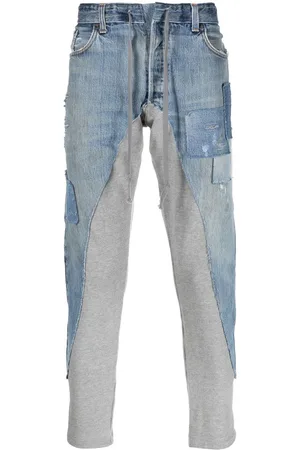 GREG LAUREN Jeans con dettaglio patchwork crop
