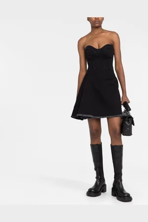 Alexander McQueen Abito midi senza spalline