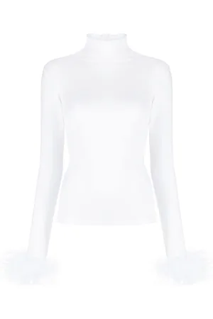 Atu Body Couture Top a collo alto con polsini di piume