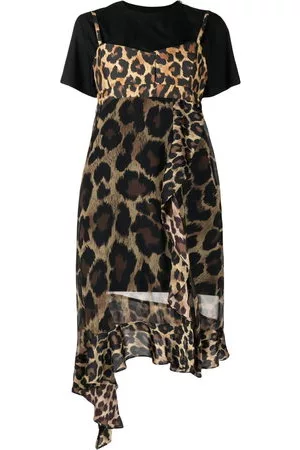 SACAI Donna Vestiti leopardati - Abito leopardato a strati - Nero