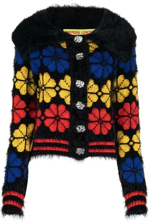 Chopova Lowena Cardigan Rile a fiori jacquard