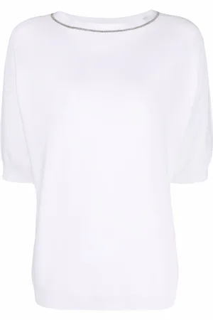Fabiana Filippi T-shirt con bordo metallizzato