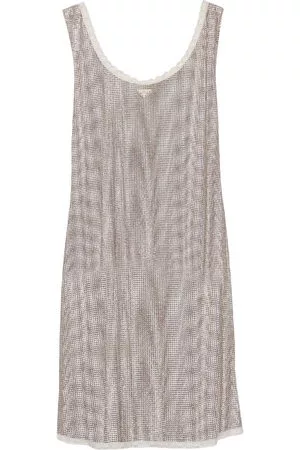 Prada Donna Vestiti sexy - Abito con strass corto - Toni neutri
