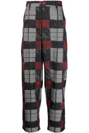 4SDESIGNS Pantaloni crop a quadri