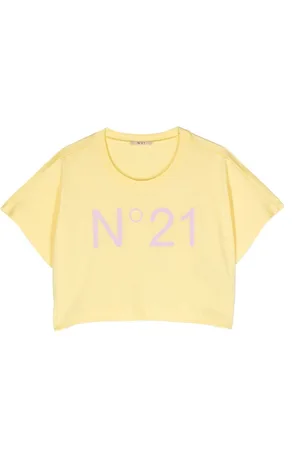 Nº21 T-shirt crop con stampa