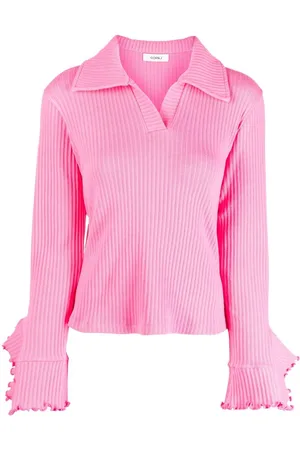 GOEN.J Top in stile polo a coste con ruches