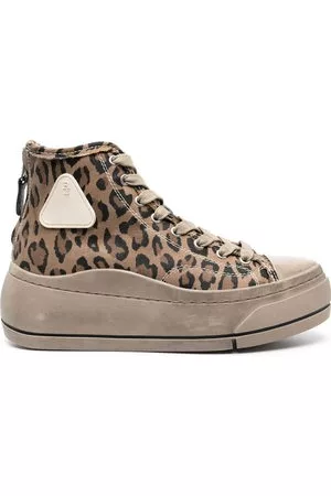 R13 Donna Sneakers alte - Sneakers alte con stampa - Marrone