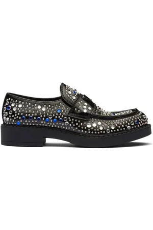 Prada Mocassini con strass in pelle pettinata