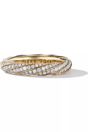 David Yurman Donna Fascia - Anello a fascia Cable Edge in oro giallo 18kt con diamanti