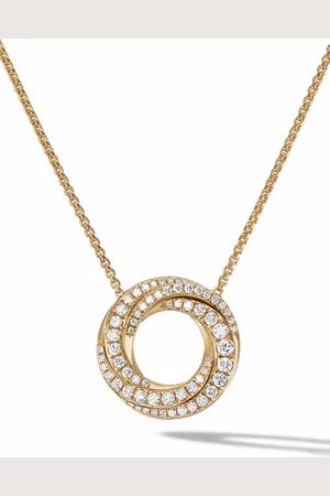 David Yurman Collana con pendente Petite Pavé Crossover in giallo 18kt con diamanti (15,5mm)