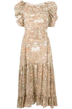 ULLA JOHNSON Abito midi con maniche a palloncino