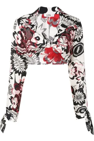 AMIR SLAMA Blusa a fiori crop