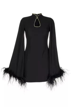 De La Vali Donna Vestiti con piume - Abito corto Genevieve con piume - Nero