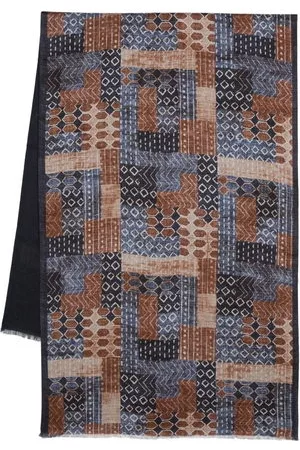 DELL'OGLIO Uomo Sciarpe - Foulard con motivo patchwork - Blu