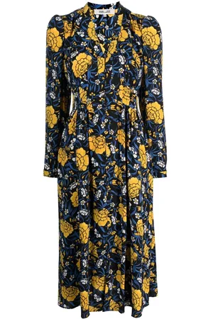 Diane von Furstenberg Abito midi a fiori con scollo a V