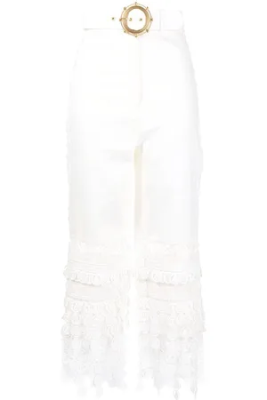 ZIMMERMANN Pantaloni a vita alta con ricamo