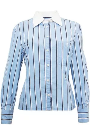 CHANEL Camicia a righe CC anni '90 - Blu