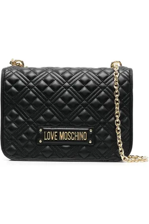 Moschino Borsa a spalla trapuntata con placca logo
