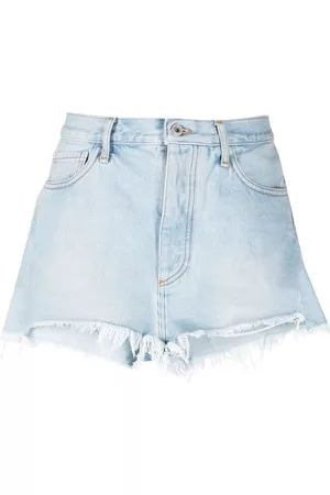 OFF-WHITE Donna Pantaloncini - Shorts con effetto candeggiato - Blu