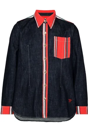 WALES BONNER Camicia denim Cotonou con applicazione