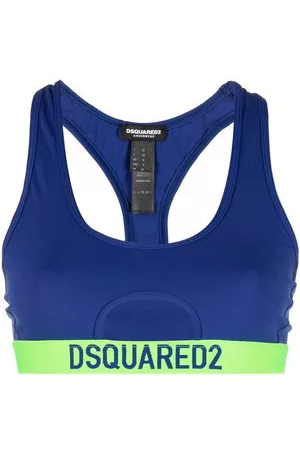 Dsquared2 Donna Top sportivi - Top crop con logo - Blu