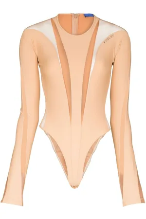 MUGLER Body semi trasparente a maniche lunghe