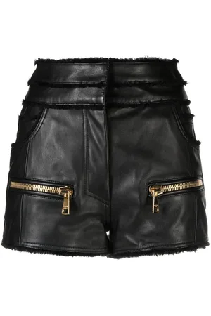 Balmain Shorts a vita media in pelle