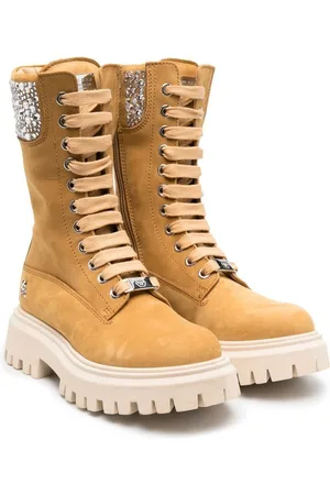 Philipp Plein Stivali Nabuk stringati con strass