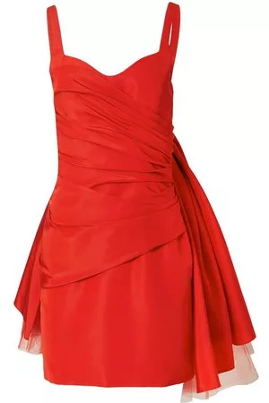 Carolina Herrera Donna Vestiti sexy - Abito corto smanicato con tulle - Rosso