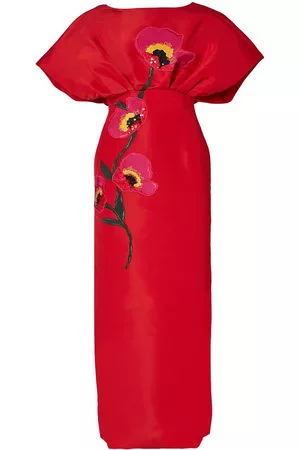 Carolina Herrera Donna Abiti scollati sulla schiena - Abito da sera a fiori - Rosso