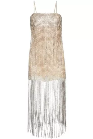 Oscar de la Renta Donna Vestiti sexy - Abito corto con frange - Argento