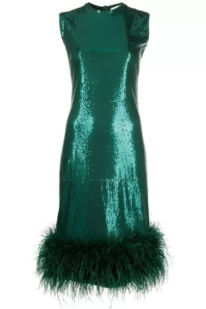Atu Body Couture Donna Vestiti con piume - Abito con bordo di piume - Verde