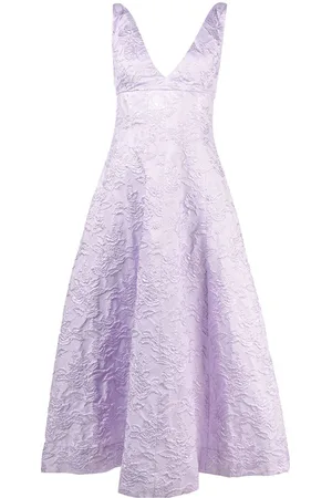 Serafini Abito a fiori jacquard con scollo a V