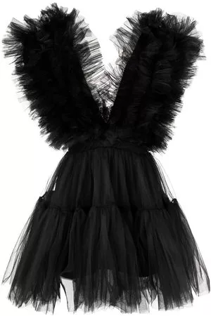 Alchemy Abito corto con bordo in tulle x Lia Aram - Nero
