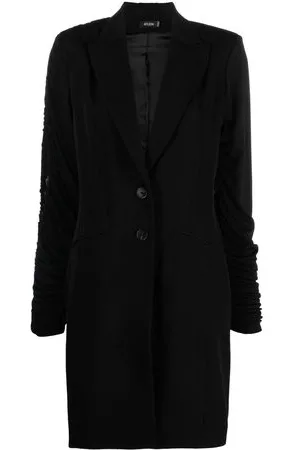 Atlein Donna Vestito blazer doppiopetto - Abito modello blazer con ruches - Nero