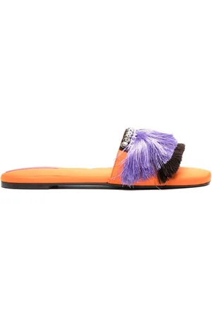 La DoubleJ Sandali slides con dettaglio di frange