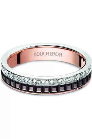 Boucheron Anello a fascia Quatre Classic in oro rosa 18kt con diamanti
