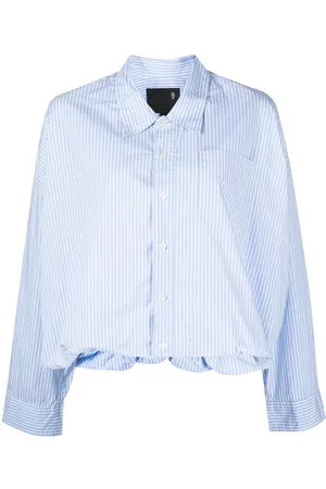 R13 Donna Camicie - Camicia crop a righe - Blu