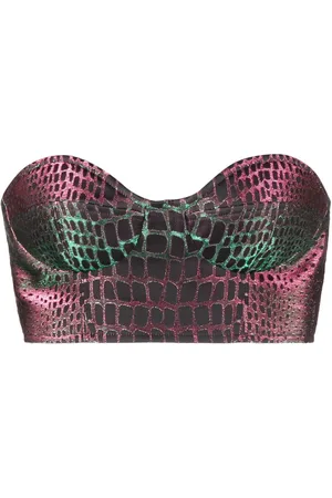 Balmain Top corto con effetto coccodrillo goffrato