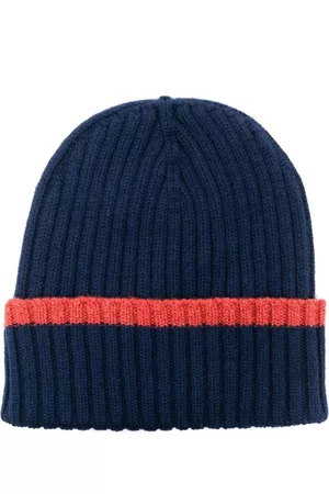 DELL'OGLIO Uomo Berretti - Berretto con bordo a righe - Blu