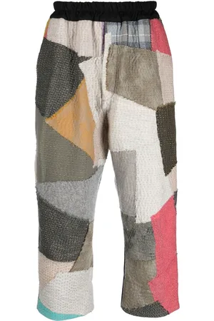 BY WALID Pantaloni patchwork crop