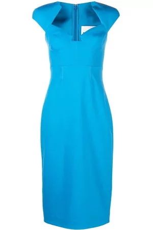 Roland Mouret Abito midi con scollo a cuore - Blu