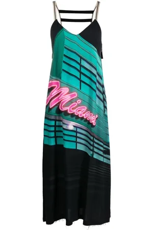 Palm Angels Abito midi con stampa Miami